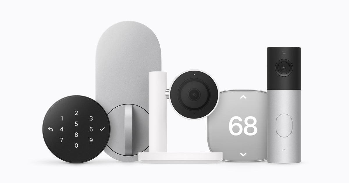 مجموعه Apple Home Collection شامل قفل، دوربین، ترموستات و حسگر